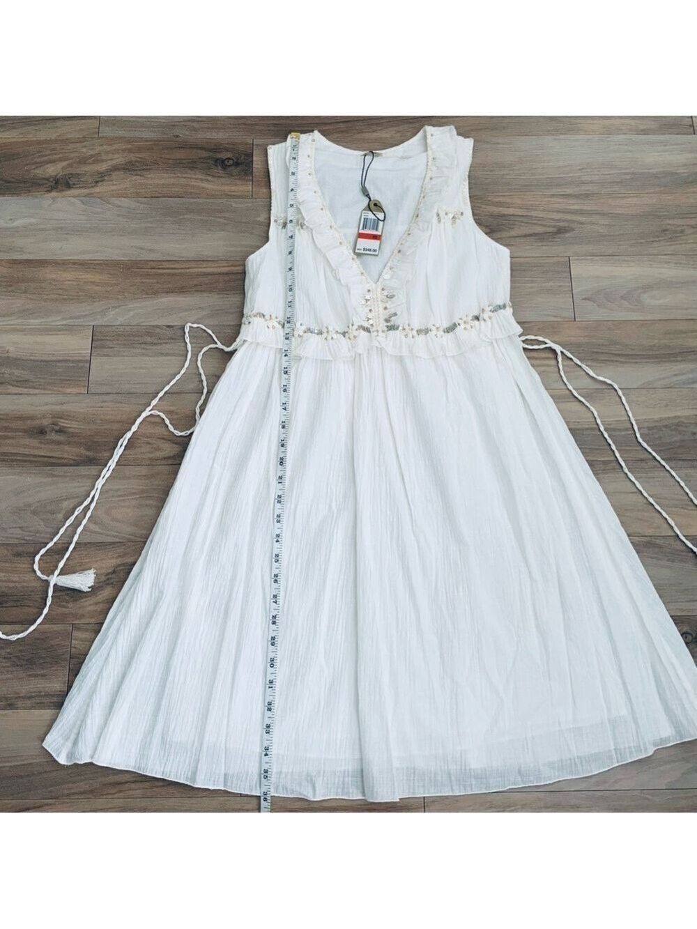 Max Studio White Mini Dress XS Embroidered Fairy Whimsical Spring - Picture 2 of 5